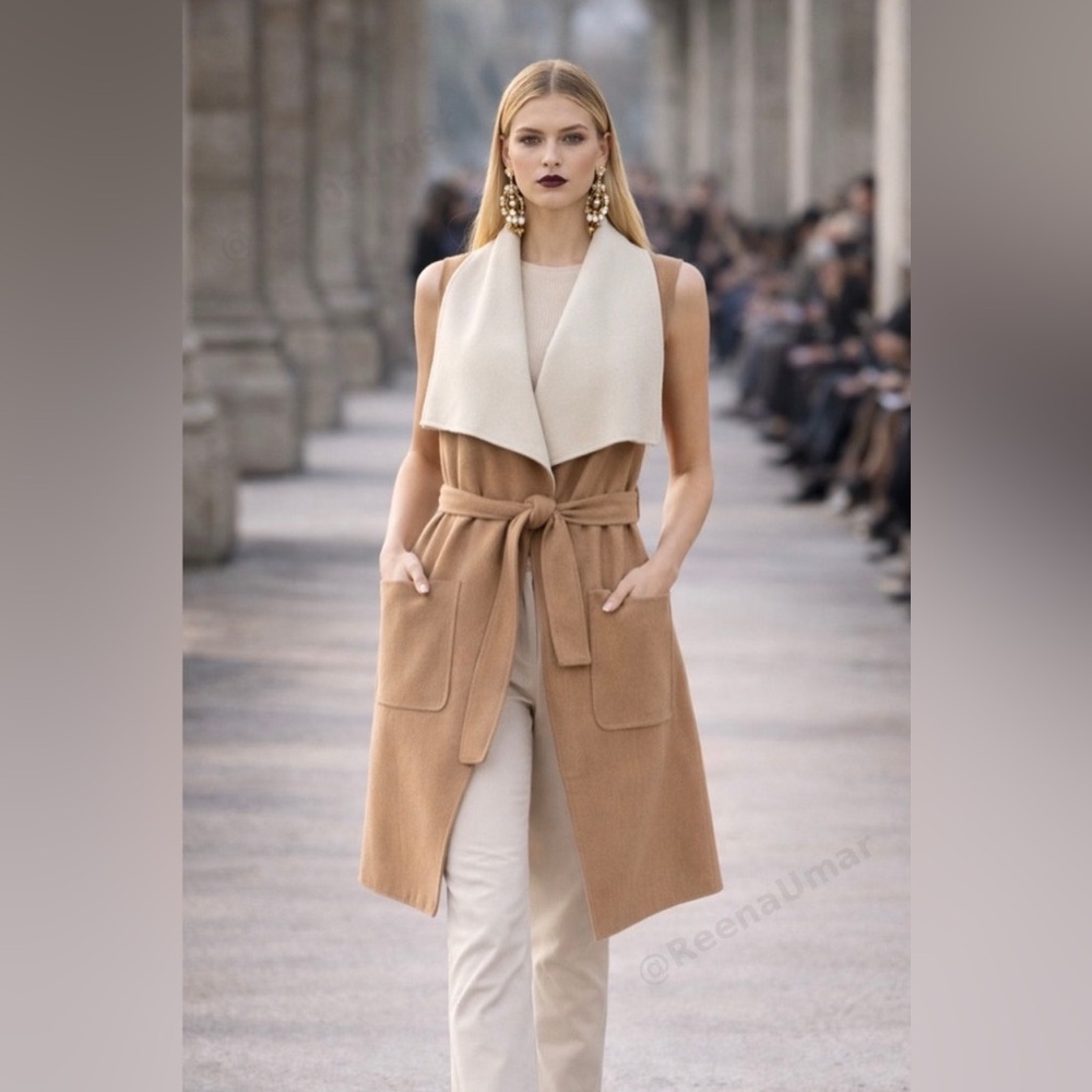 NEW BCBGMAXAZRIA Reversible Vest / Coat – Camel & Cream